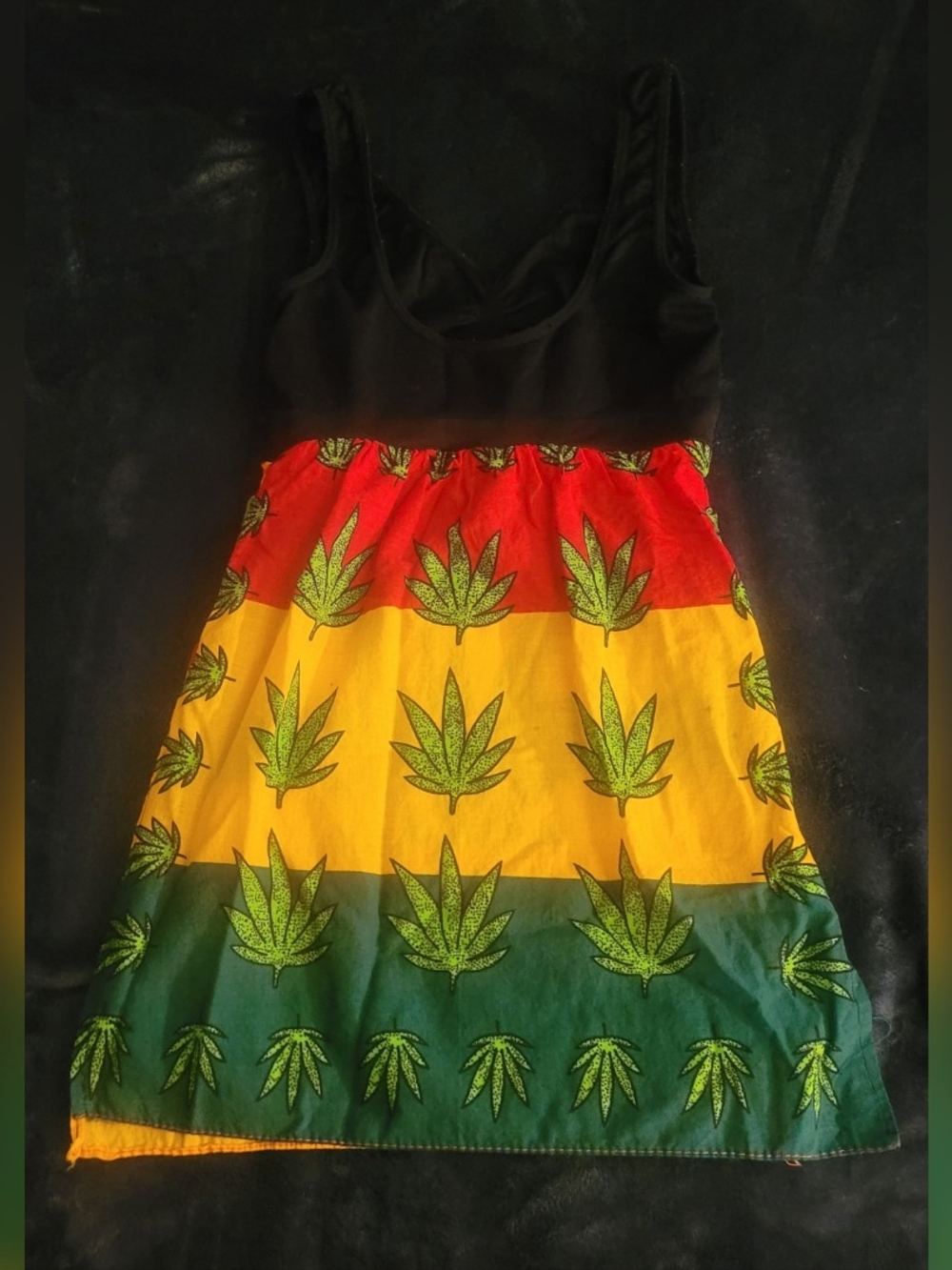 Custom Stretch Bohemian Rastafarian Mini Dress Medium